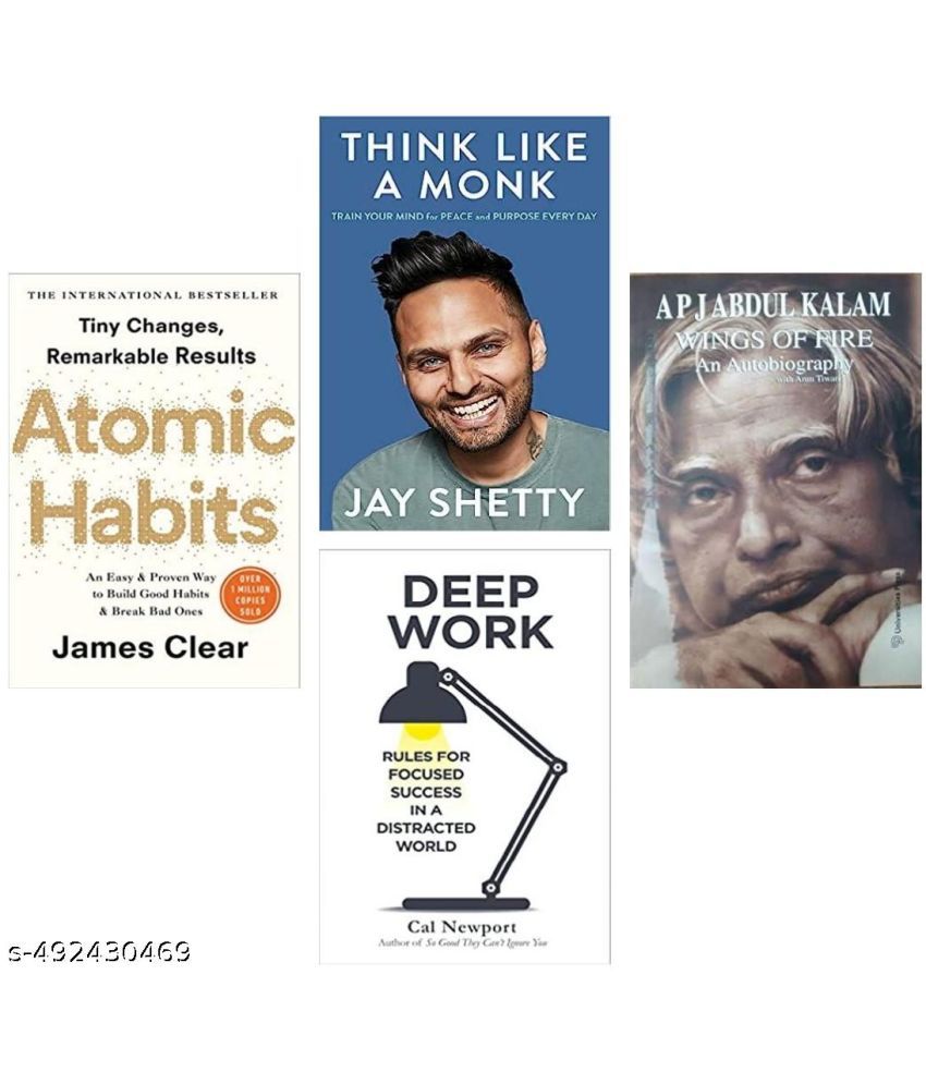     			Atomic habit + Wings of fire + Deep work + Think like a monk ( best 4 books english paperback )