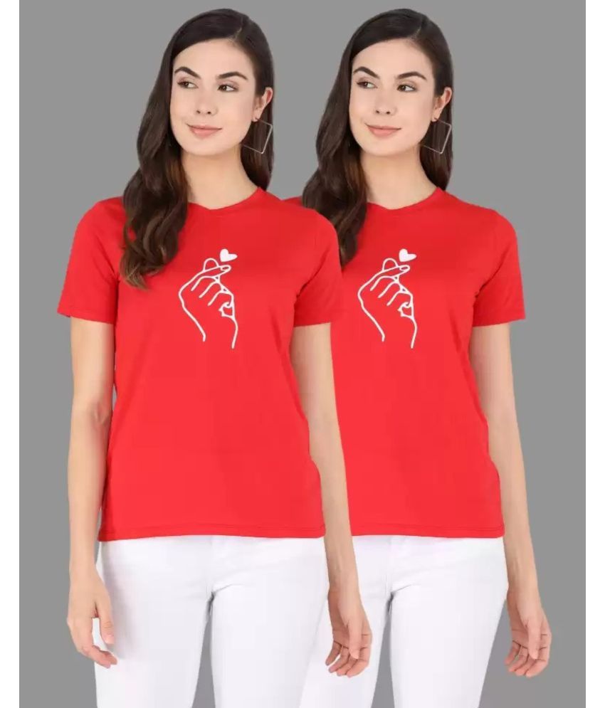     			Kashian Pack of 2 Cotton Blend Women's T-Shirt ( Red )