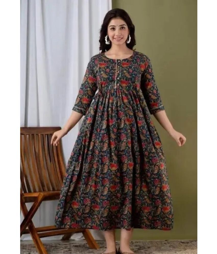     			LOOK N LIKE Pack of 1 Viscose Rayon Printed Anarkali Women's Kurti - ( Multicolor )