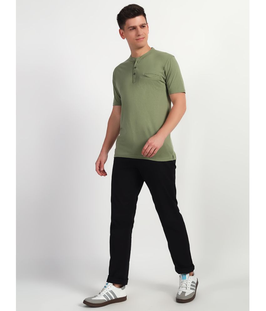     			UNIBERRY Cotton Regular Fit Solid Half Sleeves Men's Mandarin Collar T-Shirt - Sea Green ( Pack of 1 )