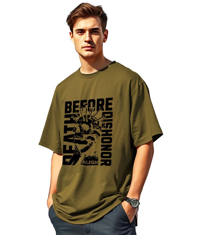     			AOOSH Cotton Oversized Fit Printed Half Sleeves Men's Round T-Shirt - Green ( Pack of 1 )