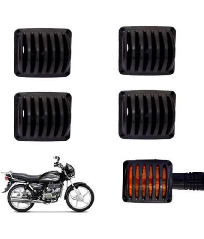     			Golden Fox Bike Indicator Grill for Splendor Bike set -4 Plastc Bike Headlight Grill (Black)