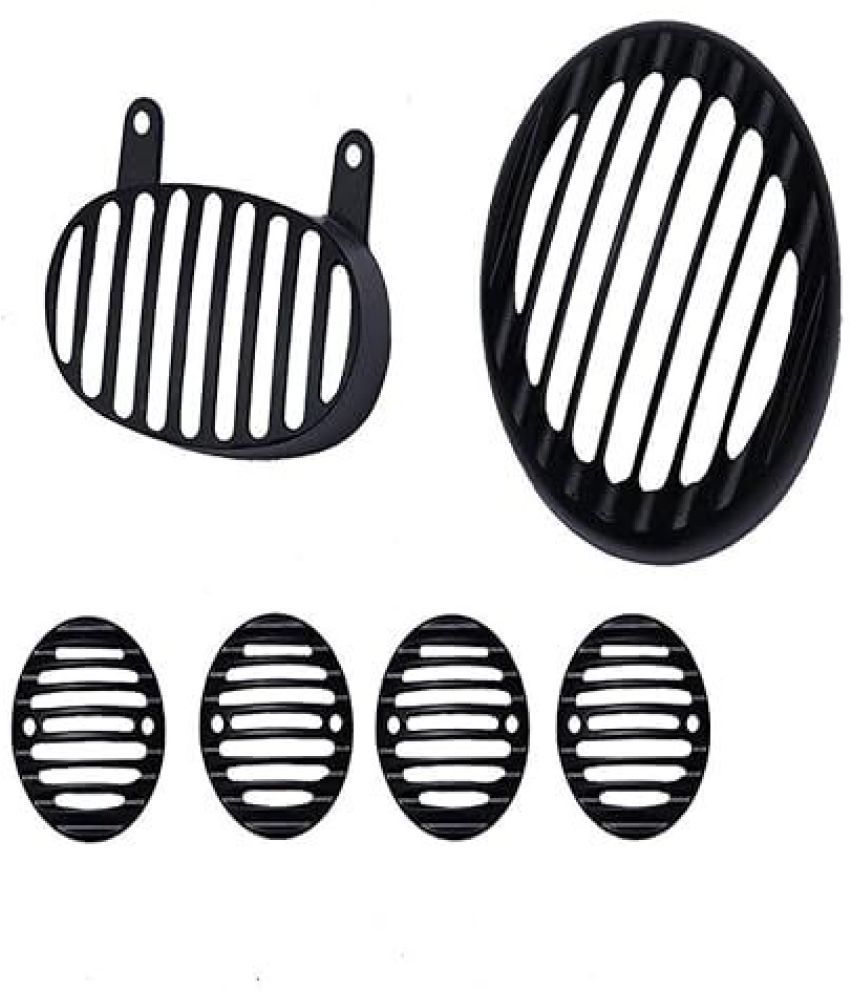     			Golden Fox Complete Set of 6 Headlight, Tail Light, Indicator grill set for Bajaj Avenger Bike Headlight Grill (Black)