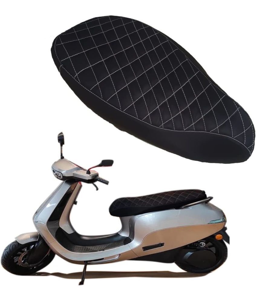     			Ola Electric S1 and S1 Pro Seat Cover PU Leather Black with White Stitching Single Bike Seat Cover For Ola S1, S1 Pro ()