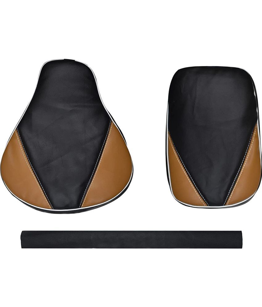     			Pure Bullet Stylish Black & Tan Color Seat Cover with Back Rest Foam Combo Set for Royal Enfield Classic 350/500cc Split Bike Seat Cover For Royal Enfield Classic, Classic 350 ()