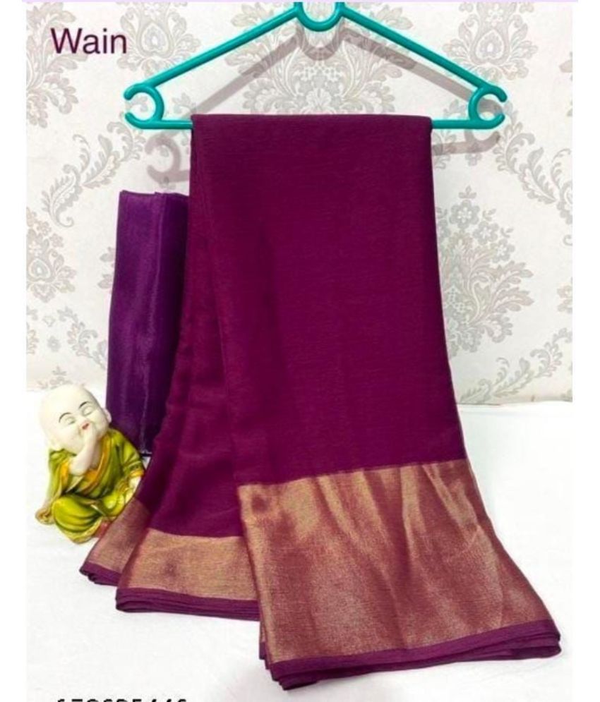     			Rangtulika Ethnics Georgette Solid Saree With Blouse Piece ( Purple , Pack of 1 )