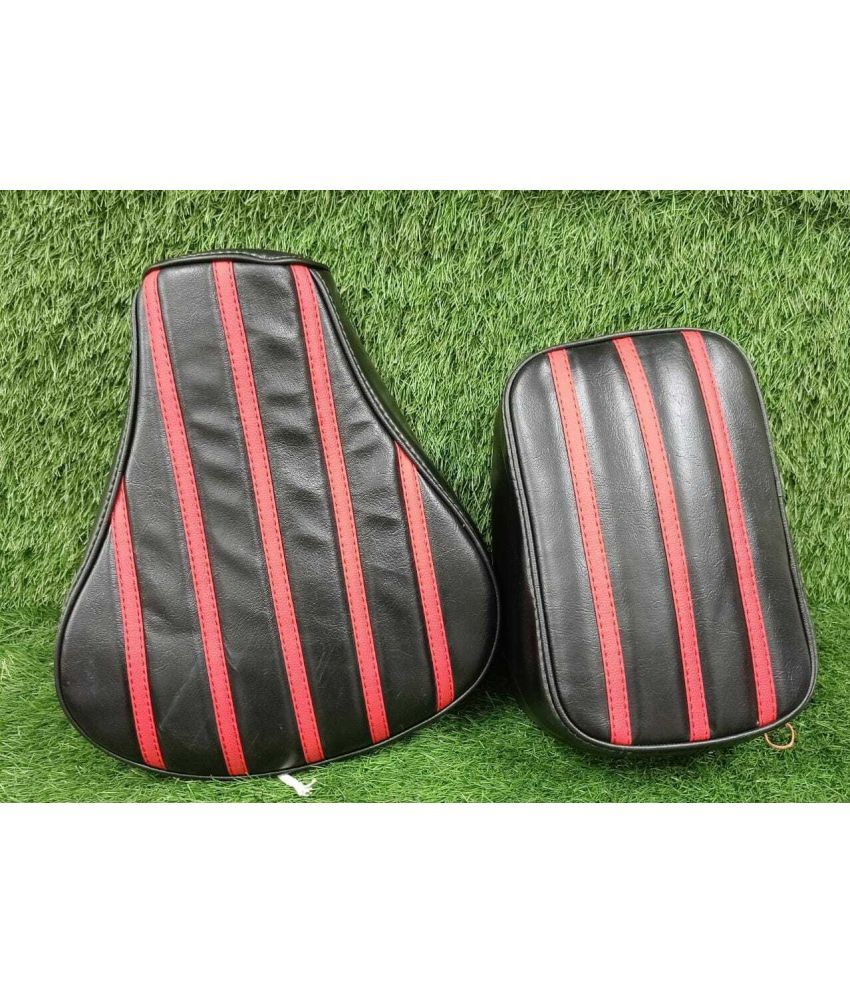     			Seat Cover with Foam for Royal Enfield Classic 350 Black & Red Single Bike Seat Cover For Royal Enfield Classic 350, Classic 500 ()