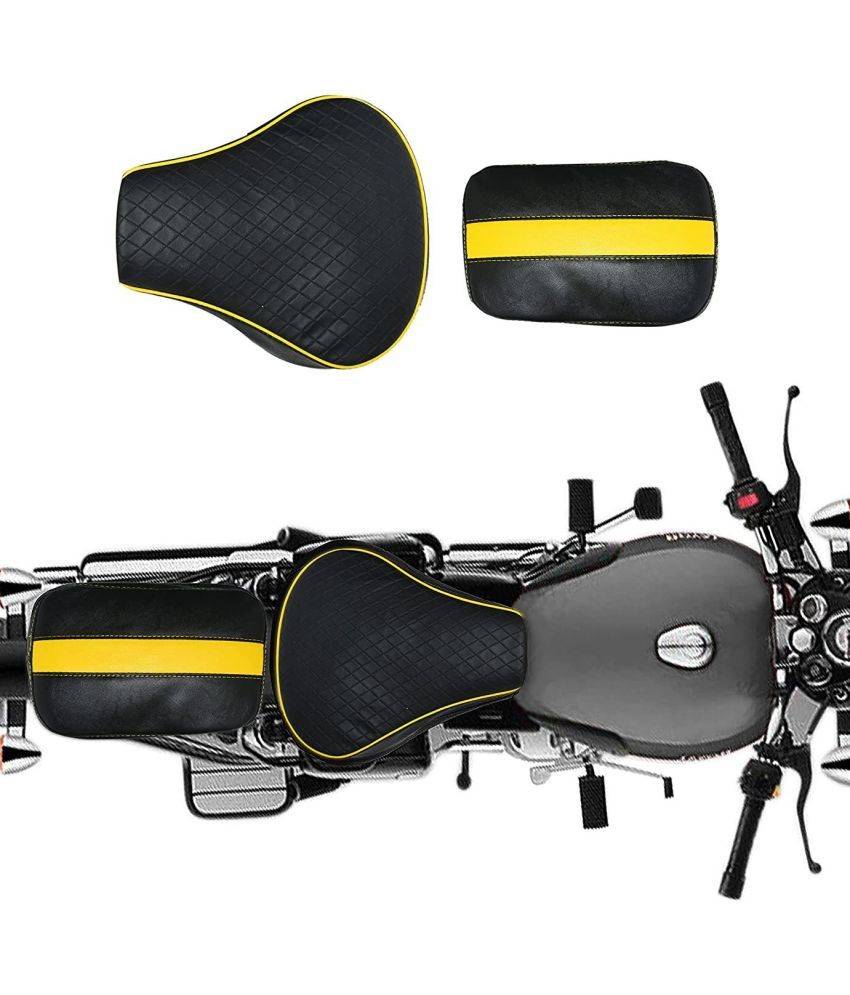     			Stylish Diamond Cut Design Seat Cover for Royal Enfield Classic 350/500cc (Yellow with Black) Split Bike Seat Cover For Royal Enfield Classic, Classic 350, Classic 500, Classic Chrome, Classic Desert Storm ()