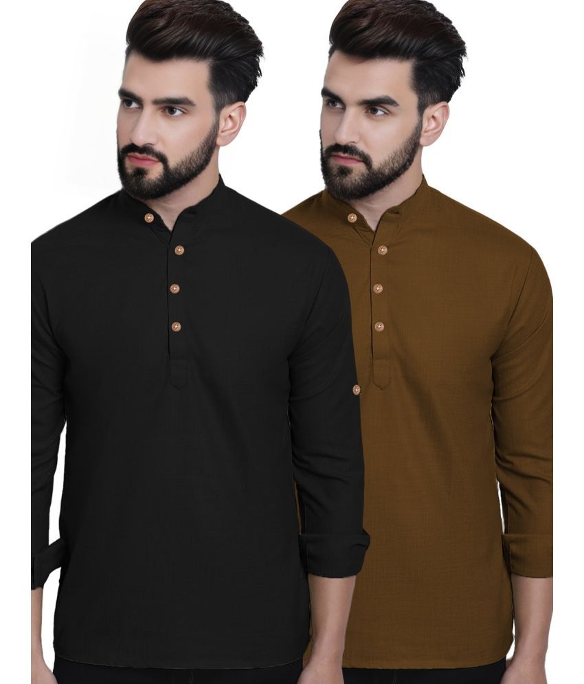     			Apektra Gold Cotton Blend Men's Regular Kurta ( Pack of 2 )