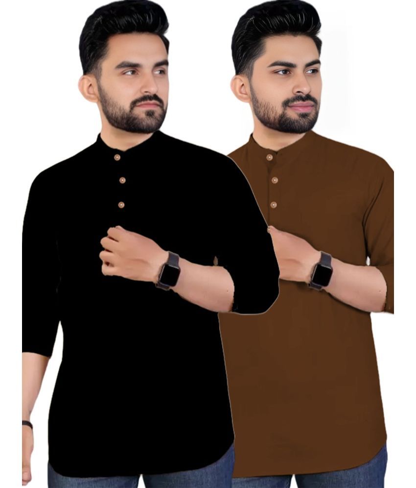     			Apektra Gold Cotton Blend Men's Regular Kurta ( Pack of 2 )