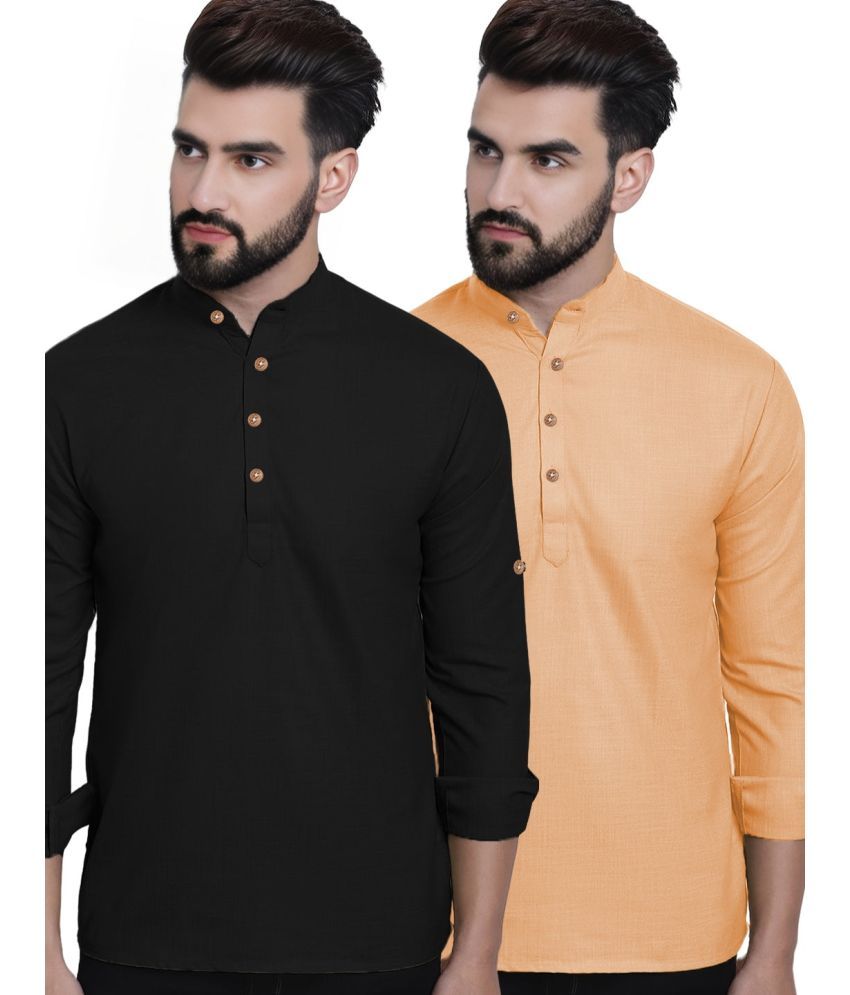     			Apektra Orange Cotton Blend Men's Regular Kurta ( Pack of 2 )