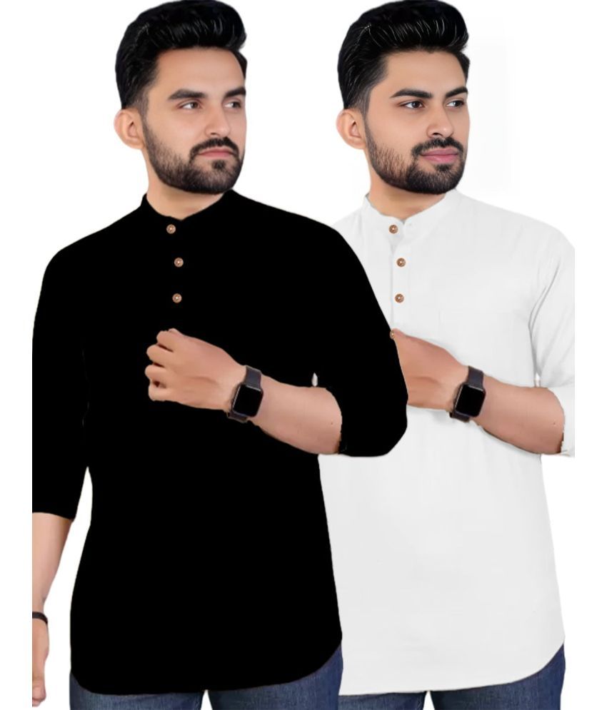     			Apektra White Cotton Blend Men's Regular Kurta ( Pack of 2 )