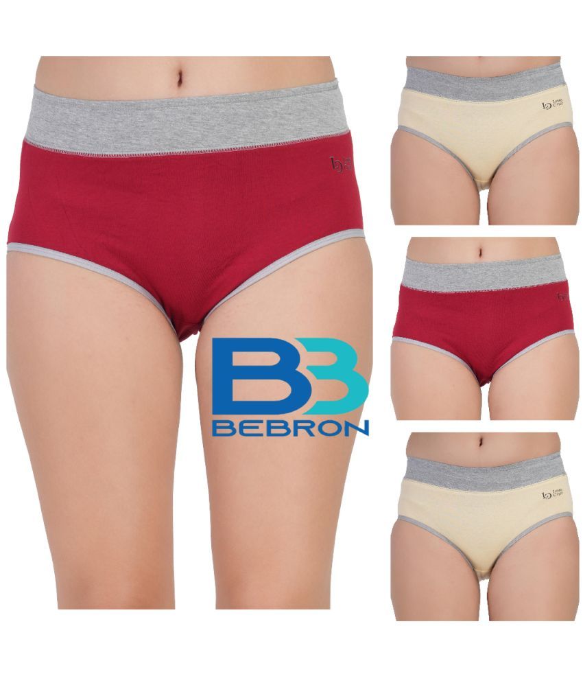     			Bebron Pack of 4 Cotton Lycra Hipster For Women ( Multicolor8 )