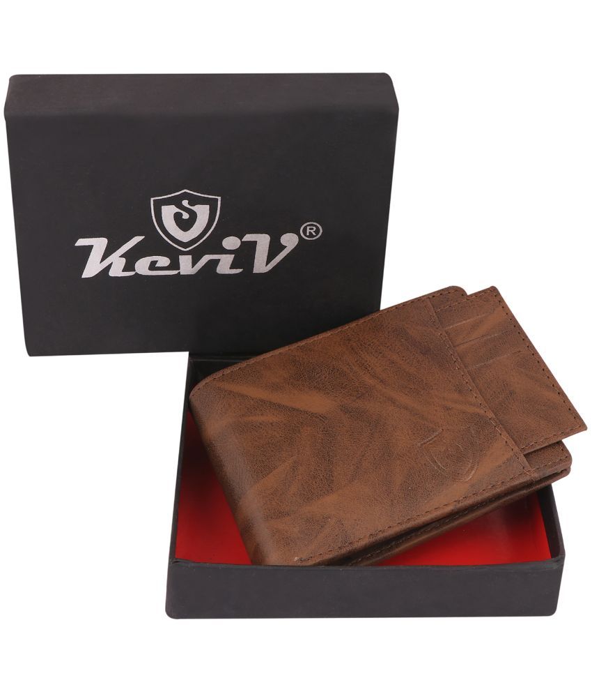     			Keviv PU,Leather Self Design Men's Two Fold Wallet,Regular Wallet With 9 Slots For Card ( Brown , Pack of 1 )