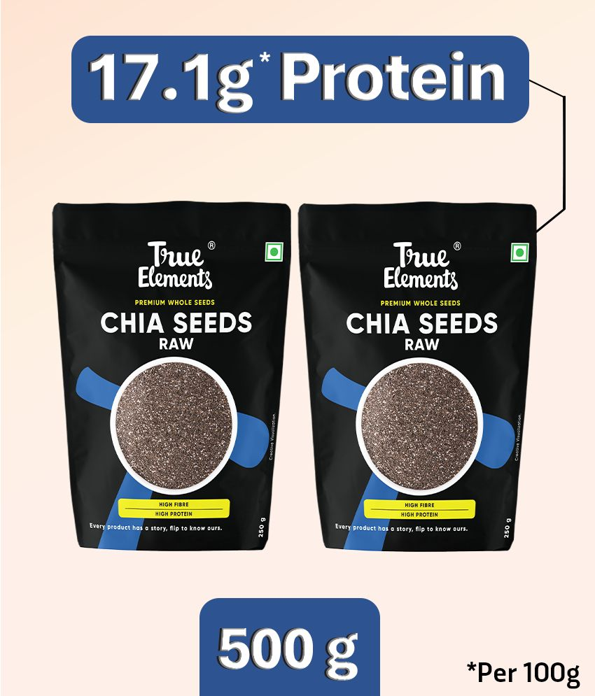     			True Elements Raw Chia Seeds Combo, Rich in Calcium, Protein & Fibre 500g (Pack of 2)