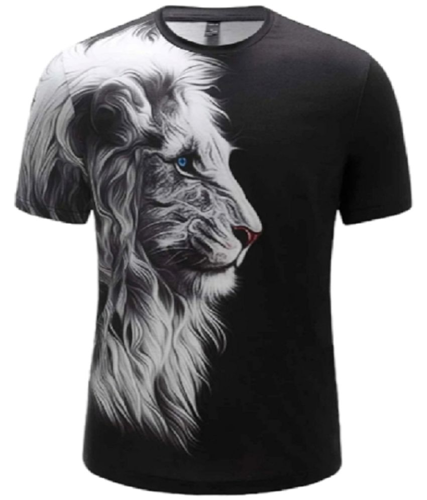     			Ud Fabric Cotton Blend Regular Fit Printed Half Sleeves Men's Round T-Shirt - Black ( Pack of 1 )