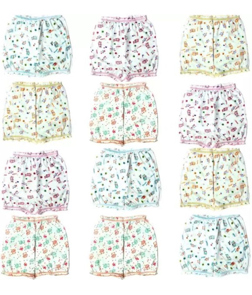     			CAVENDRES Pack of 12 Cotton Bloomers For Baby Girls ( Multicolor )