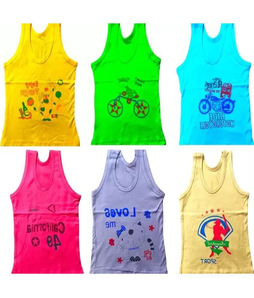     			CAVENDRES Pack of 6 Boys Cotton Blend Vest ( Multicolor )