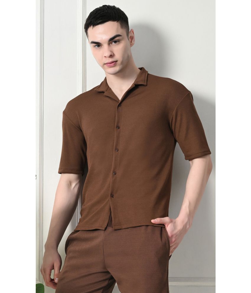     			clafoutis Polyester Regular Fit Striped Half Sleeves Men's Casual Shirt - Brown ( Pack of 1 )