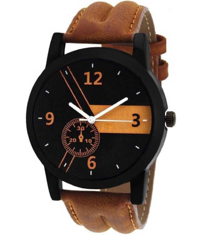     			MIVAAN Brown Leather Analog Men's Watch