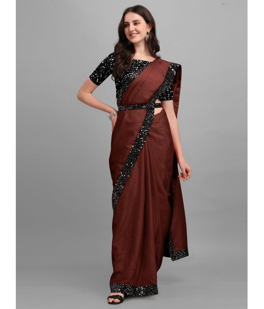     			Parmila Fashion Chiffon Embellished Saree With Blouse Piece ( Coffee , Pack of 1 )