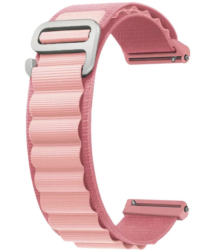     			ACM Watch Strap Nylon 22mm compatible with Fire-Boltt Ninja Call Pro Plus Fusion Smartwatch Sports Hook Band Creame Pink