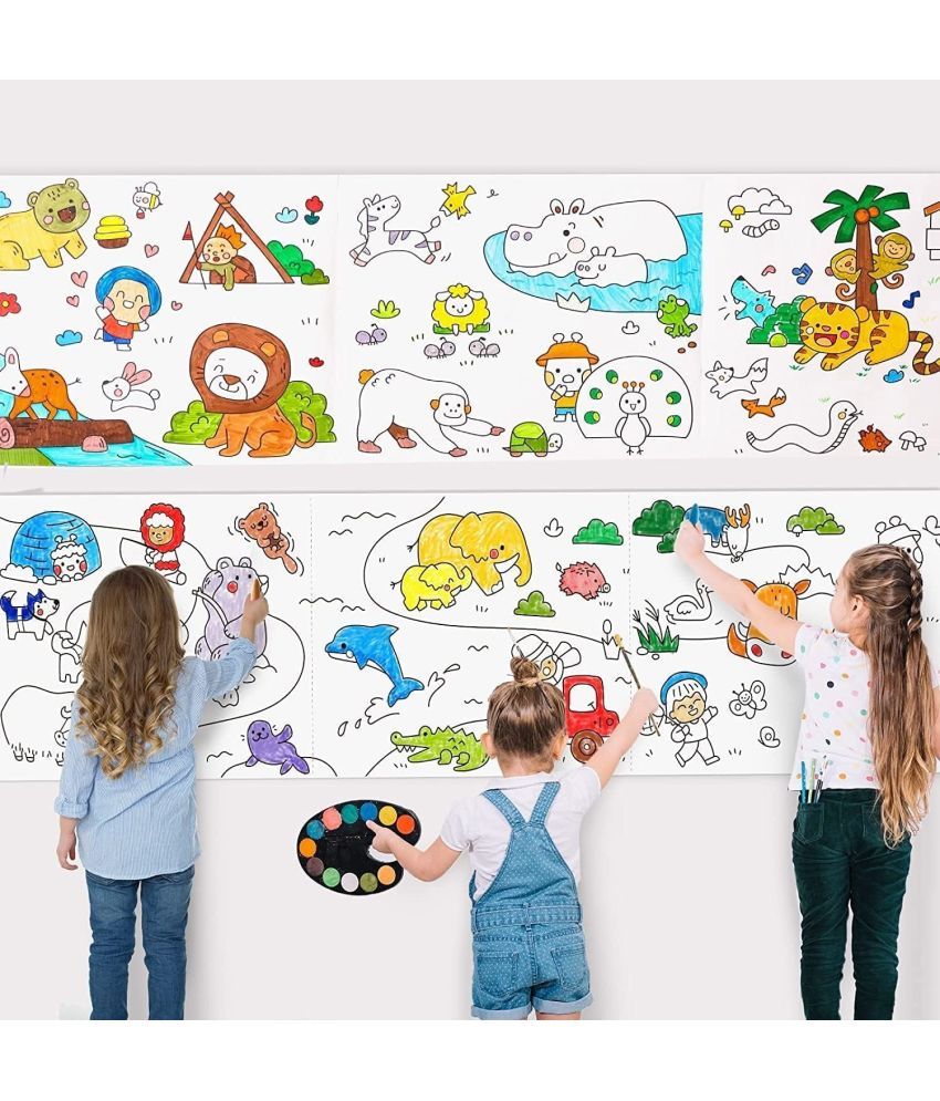     			Children's Drawing Roll, Coloring Paper Roll for Kids, 30 * 300 Cms DIY Painting Drawing Paper Roll, Kids Art Roll, Early Educational Toys for Kids(Mix-Design Animal World)