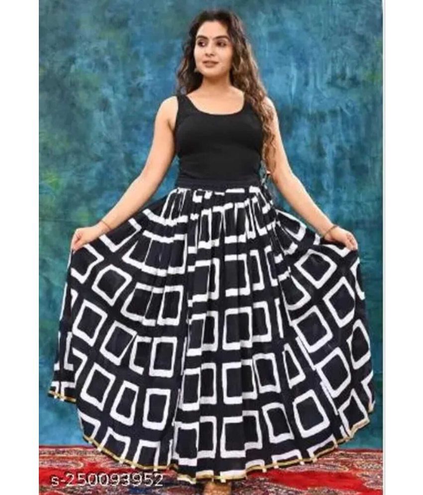     			Cotton India Black Viscose Women's Flared Skirt ( Pack of 1 )