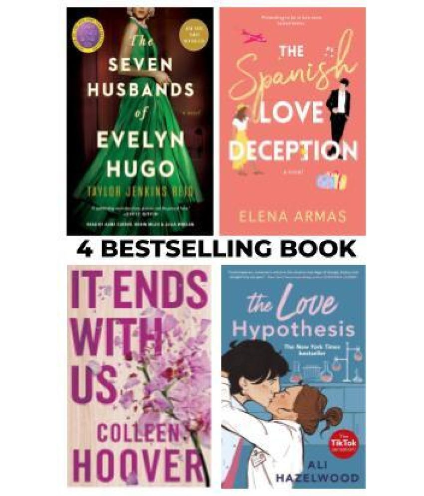     			It Ends With Us + Seven Husbands Of Evelyn Hugo + Spanish Love Deception + Love Hypothesis Of 4 Books Combo  (Paperback, Colleen Hoover, Ali Hazelwood, Elena Armas, Taylor Jenkins)