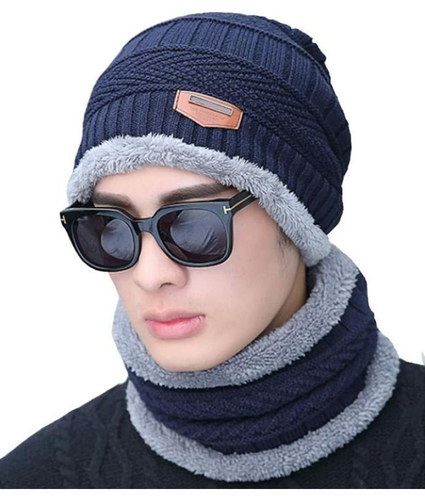     			Rozti Pack of 2 Woollen Men's Cap ( Blue )