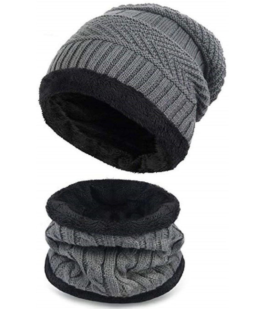     			Rozti Pack of 2 Woollen Men's Cap ( Grey )