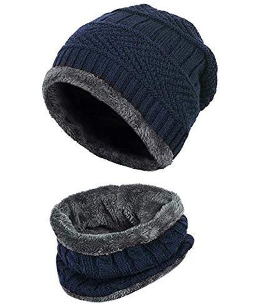     			Rozti Pack of 2 Woollen Men's Cap ( Blue )