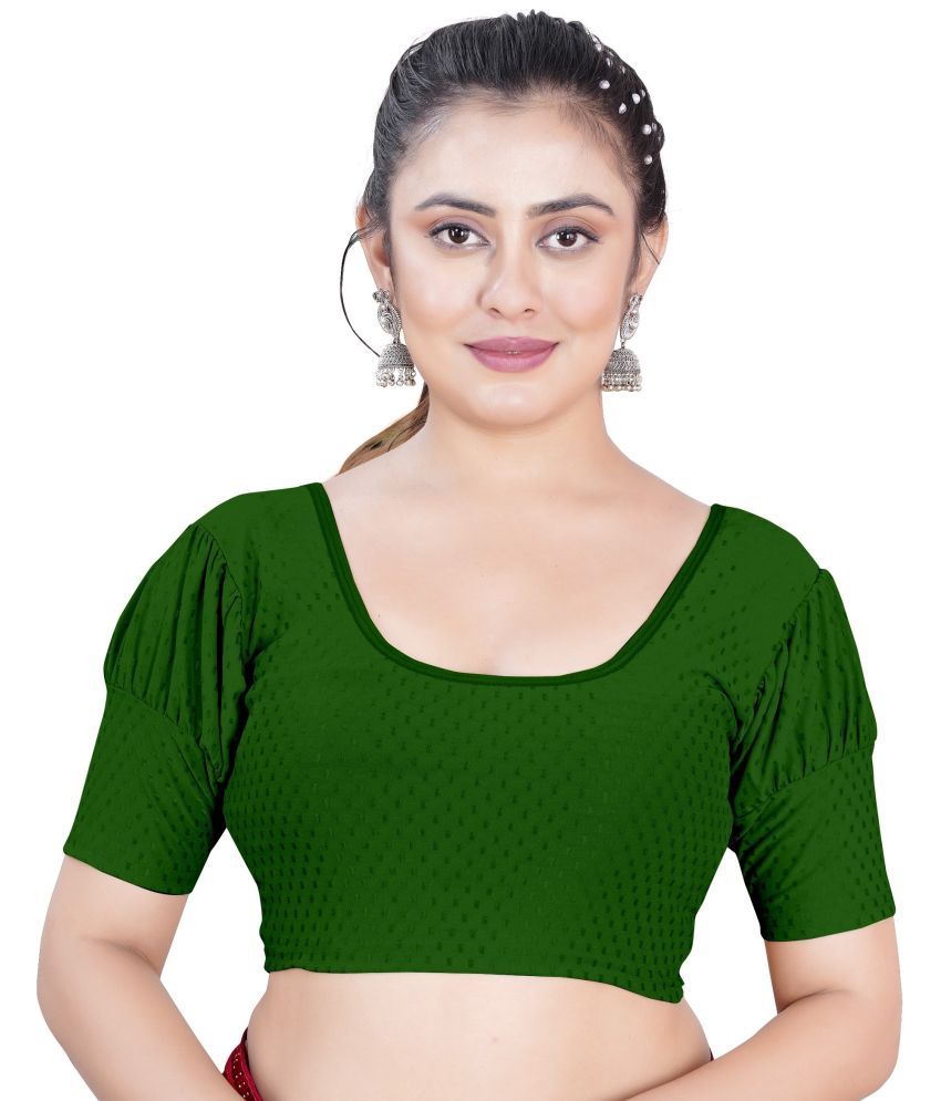     			DELTIN HUB Green Readymade without Pad Silk Blend Women's Blouse ( Pack of 1 )