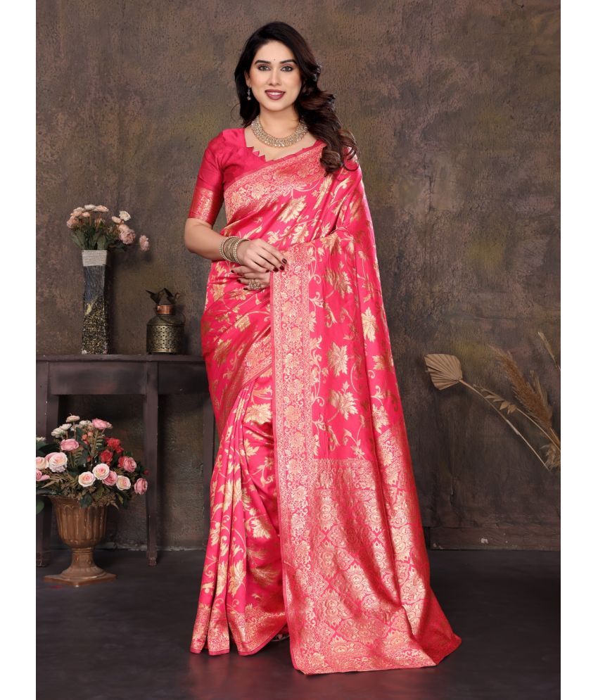     			DIKONA DESIGNER Kanjivaram Silk Woven Saree With Blouse Piece ( Pink , Pack of 1 )