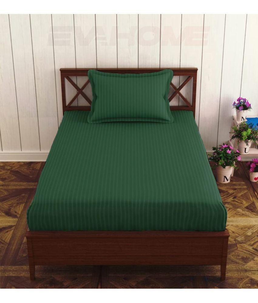     			EVAHOME Cotton 1 Single Bedsheet with 1 Pillow Cover ( Green )