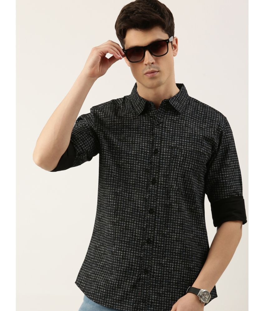     			Lucky Roger Cotton Blend Regular Fit Printed Full Sleeves Men's Casual Shirt - Black ( Pack of 1 )