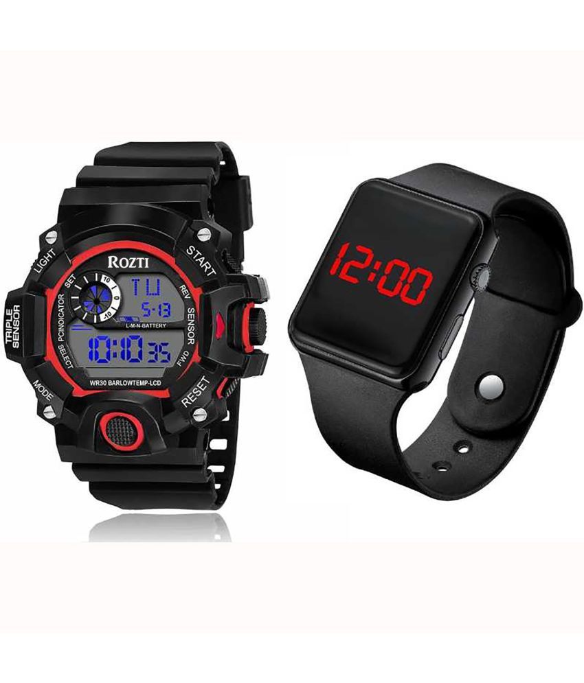     			Rozti Black Silicon Digital Men's Watch