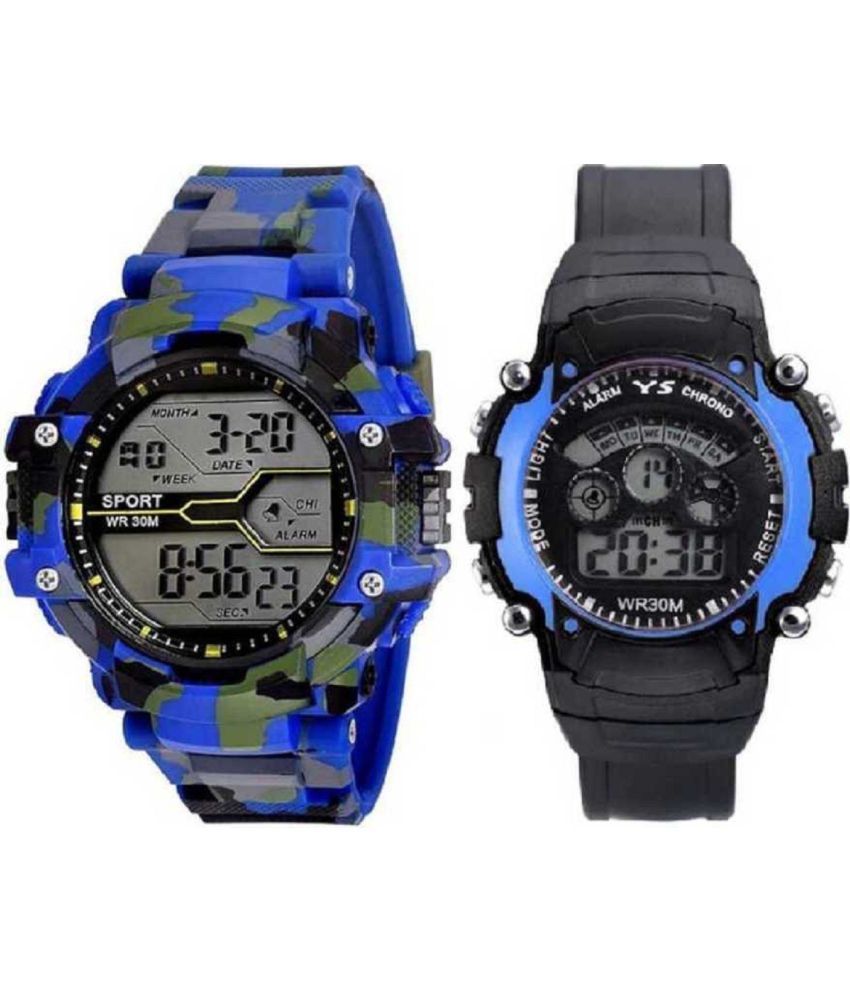     			Rozti Blue Silicon Digital Men's Watch