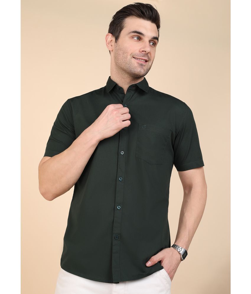     			SAM & JACK 100% Cotton Slim Fit Solids Half Sleeves Men's Casual Shirt - Dark Green ( Pack of 1 )