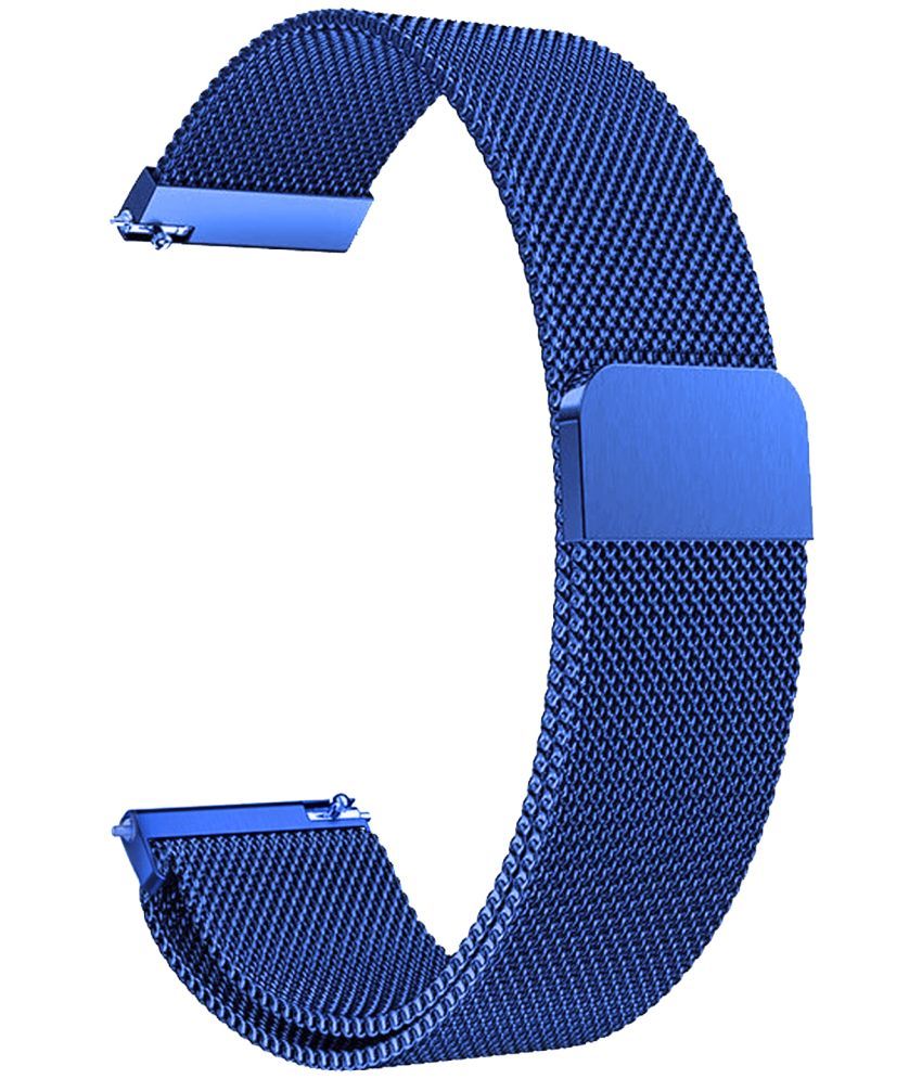     			ACM Watch Strap Magnetic 22mm compatible with Pebble Ascent Smartwatch Luxury Metal Chain Band Blue