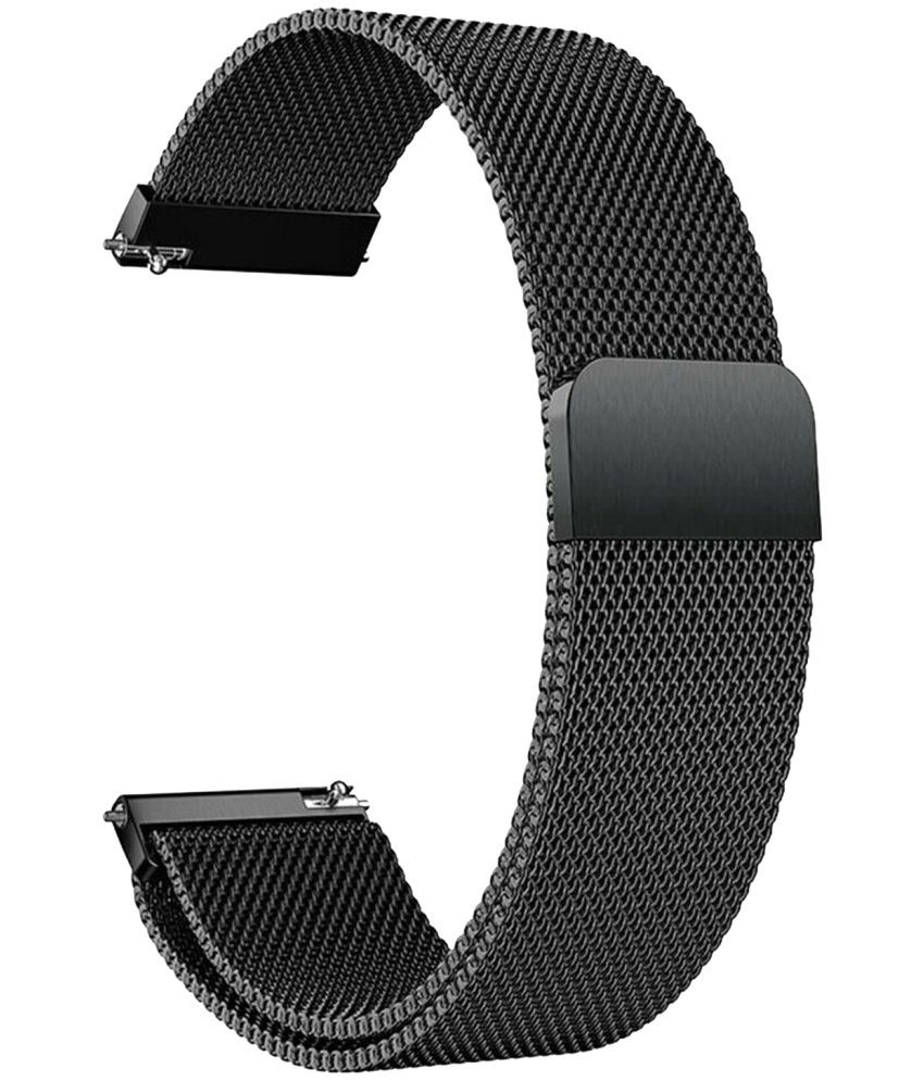     			ACM Watch Strap Magnetic 22mm compatible with Fire-Boltt Talk Alpha Bsw205 Smartwatch Luxury Metal Chain Band Black