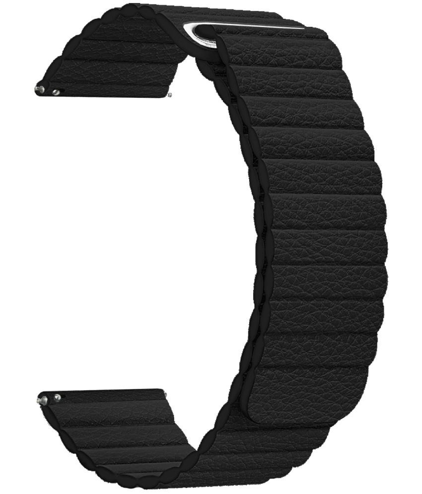     			ACM Watch Strap Magnetic Leather 20mm compatible with Pebble Diva Smartwatch Luxury Band Black