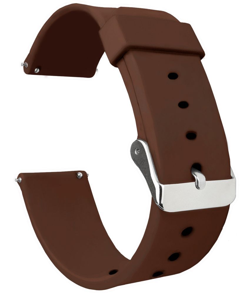     			ACM Watch Strap Silicone Belt 22mm compatible with Pebble Vast Smartwatch Casual Classic Band Brown