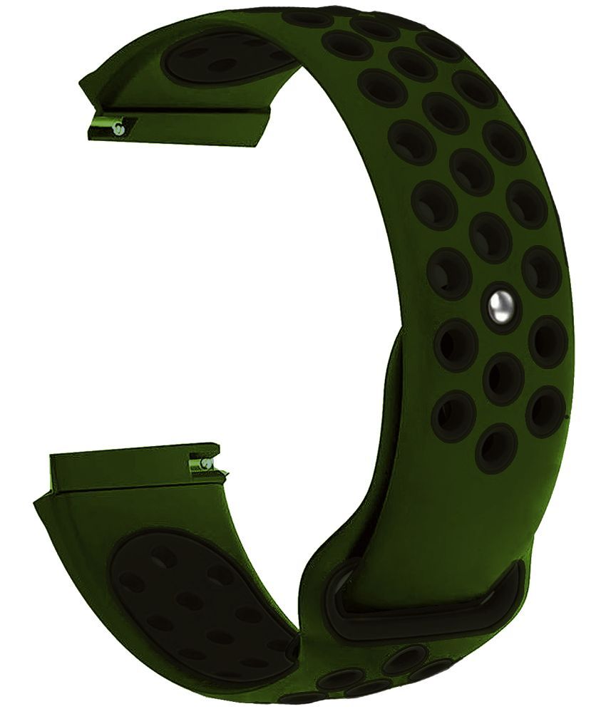     			ACM Watch Strap Silicone Belt 22mm compatible with French Connection Elite Fcsw07 Smartwatch Sports Dot Band Olive Green with Black