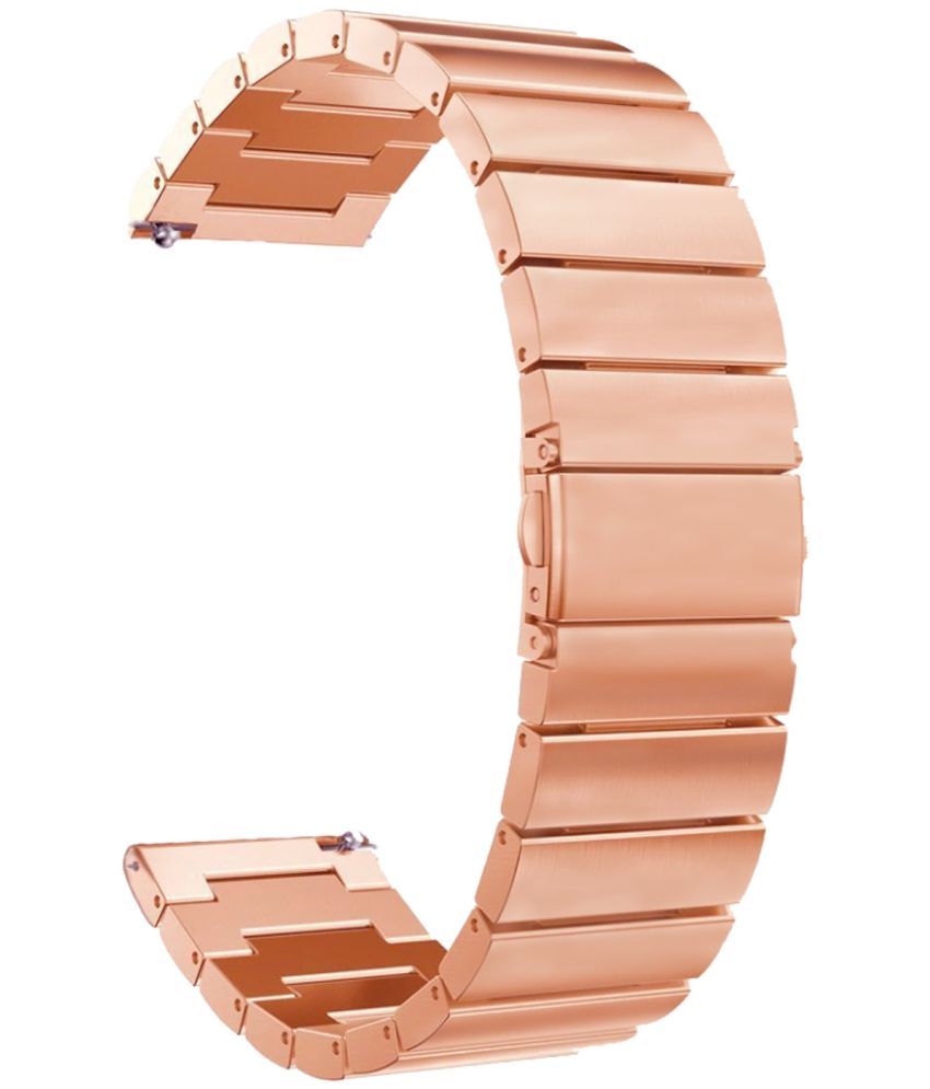     			ACM Watch Strap Stainless Steel Metal 22mm compatible with Pebble Wave Smartwatch Belt Matte Finish Luxury Band Rose Gold