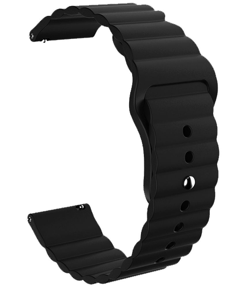     			ACM Watch Strap Wave Design Silicone Belt 22mm compatible with Zebronics Zeb Gemini Smartwatch Sports Band Black