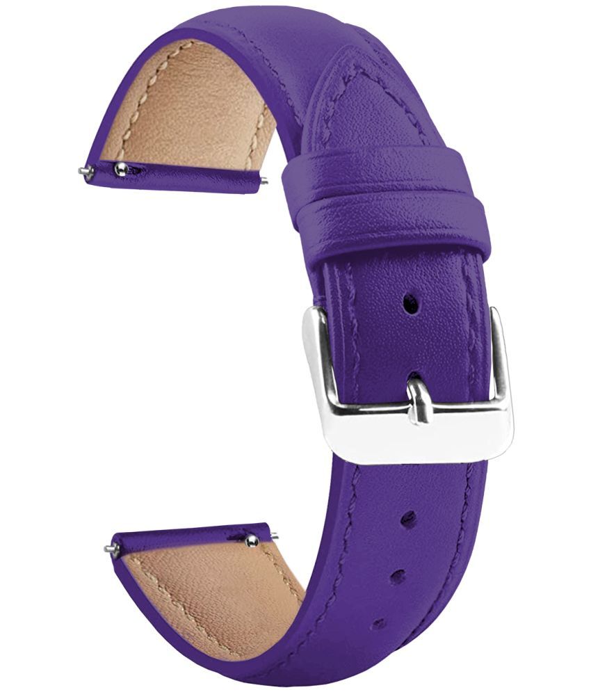     			ACM Watch Strap Leather Belt 22mm compatible with Pebble Vast Smartwatch Casual Classic Band Purple