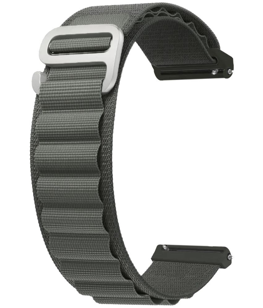     			ACM Watch Strap Nylon 22mm compatible with Zebronics Zeb Gemini Smartwatch Sports Hook Band Grey