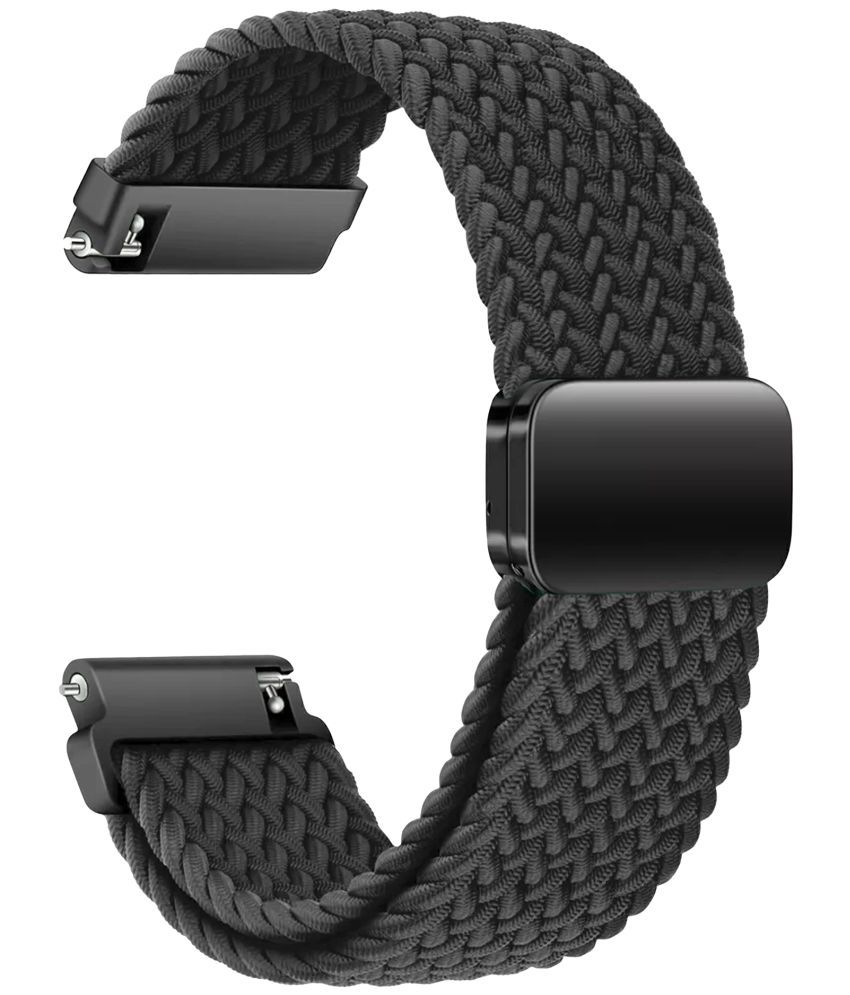     			ACM Watch Strap Woven Braided Magnetic 22mm compatible with Maxima Max Pro Spark Smartwatch Adjustable Belt Band Black