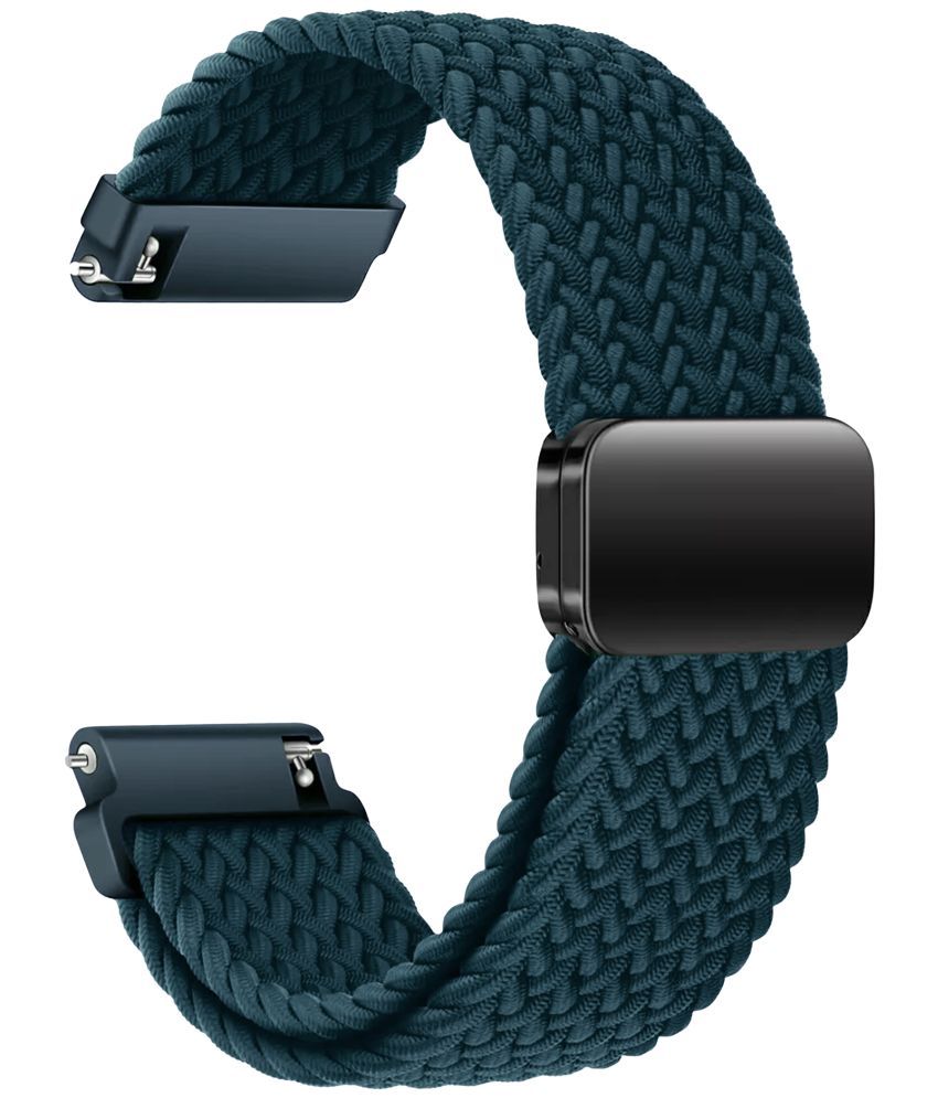     			ACM Watch Strap Woven Braided Magnetic 22mm compatible with Pebble Dare Smartwatch Adjustable Belt Band Turquoise